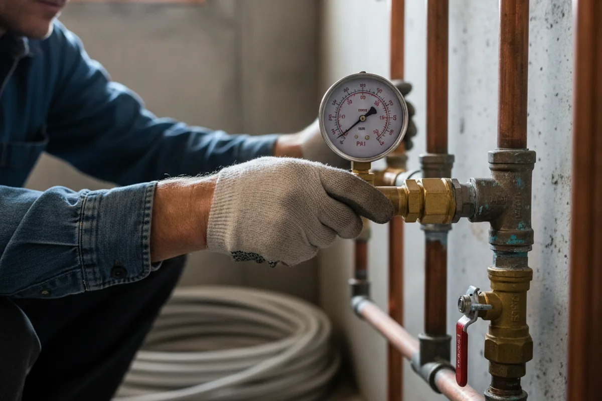 Pressure testing a repaired line during Water Line Repair in Melbourne Beach